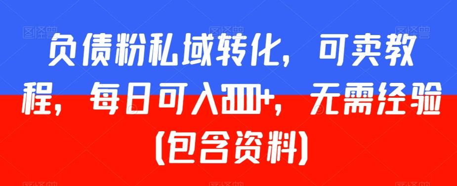 负债粉私域转化，可卖教程，每日可入2000+，无需经验（包含资料）【揭秘】-木白网创