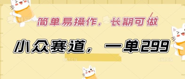 小众赛道，一单299.简单易操作，长期可做【揭秘】-木白网创