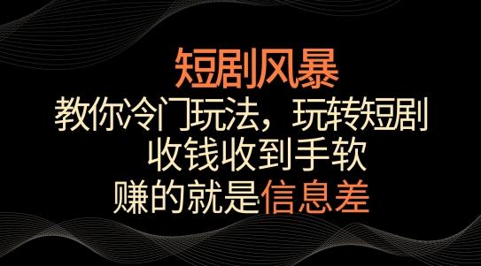 短剧风暴，教你冷门玩法，玩转短剧，收钱收到手软【揭秘】-木白网创