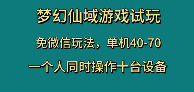 梦幻仙域游戏试玩，免微信玩法，单机40-70，一个人同时操作十台设备【揭秘】-木白网创