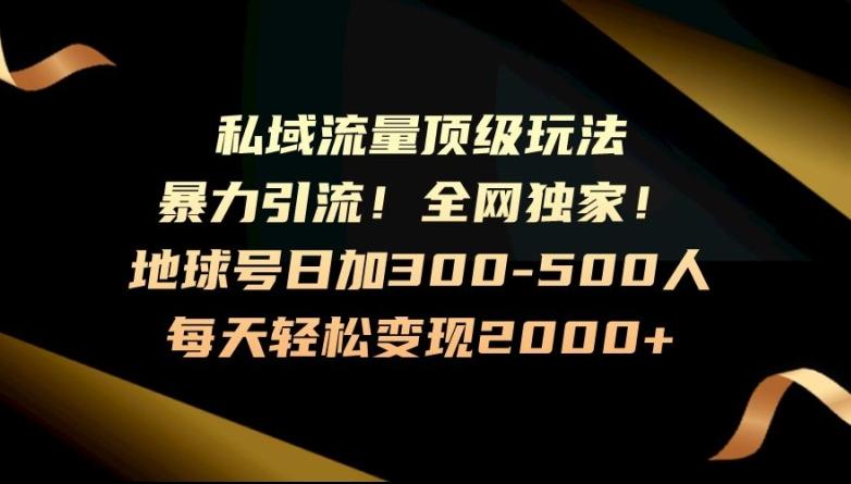 暴力引流，全网独家，地球号日加300-500人，私域流量顶级玩法，每天轻松变现2000+-木白网创