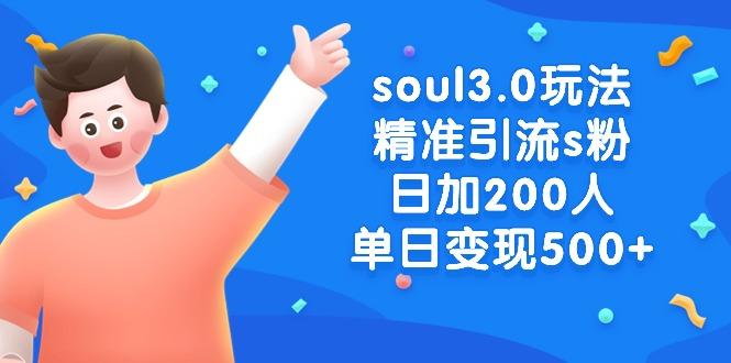 soul3.0玩法精准引流s粉，日加200人单日变现500+-木白网创