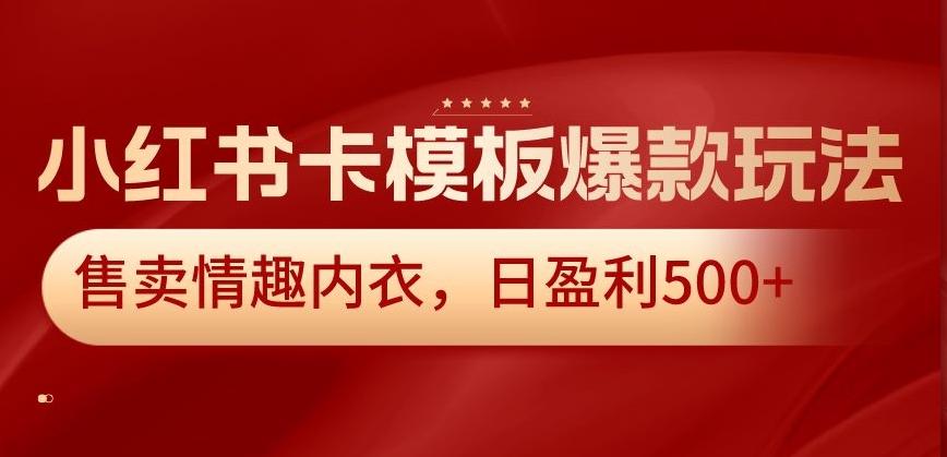 小红书卡模板爆款玩法，售卖情趣内衣，日盈利500+【揭秘】-木白网创