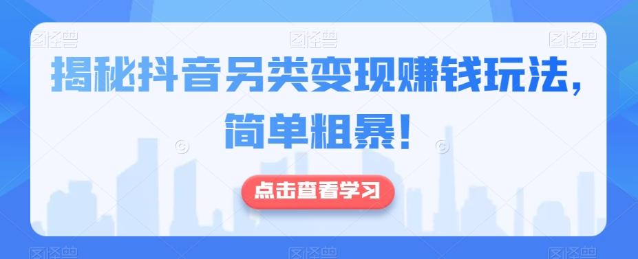 揭秘抖音另类变现赚钱玩法，简单粗暴！-木白网创