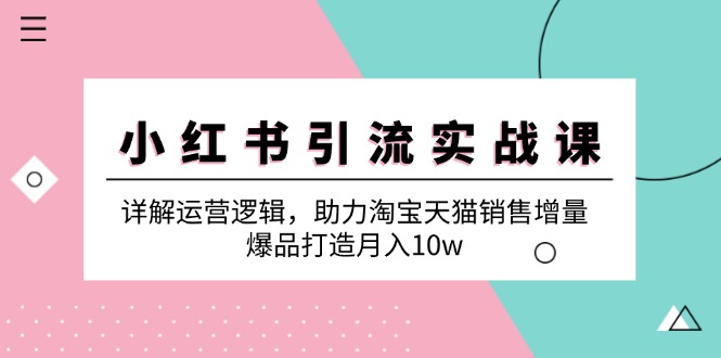 小红书引流实战课：详解运营逻辑，助力淘宝天猫销售增量，爆品打造月入10w-木白网创