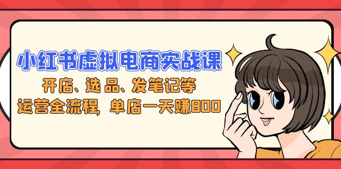 小红书虚拟电商实战课：开店、选品、发笔记等运营全流程，单店一天赚800-木白网创