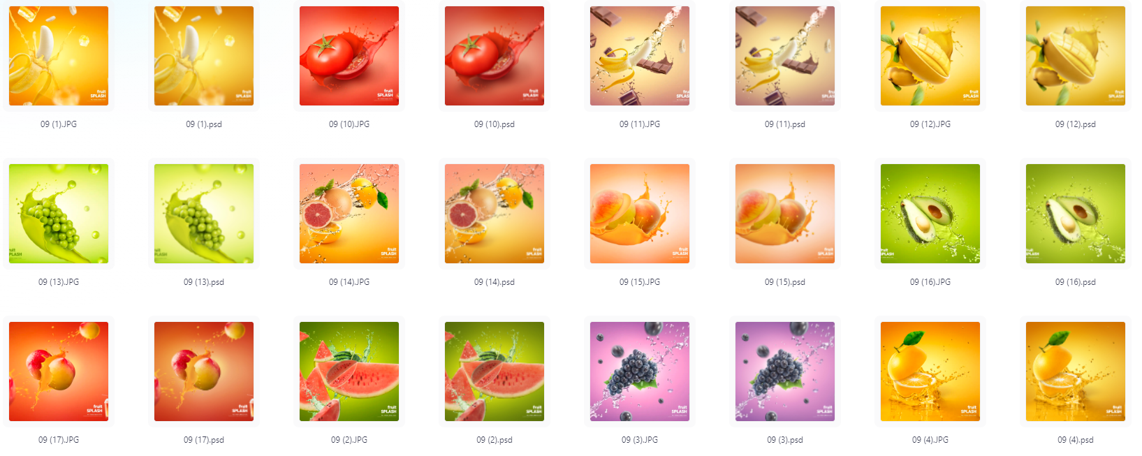 餐饮水果PS模版设计素材17款-木白网创