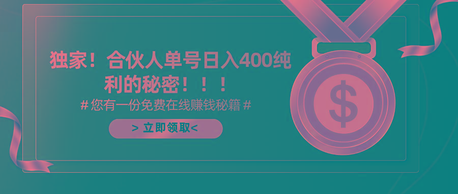 (10028期)合伙人广告撸金最新玩法，每天单号400纯利-木白网创