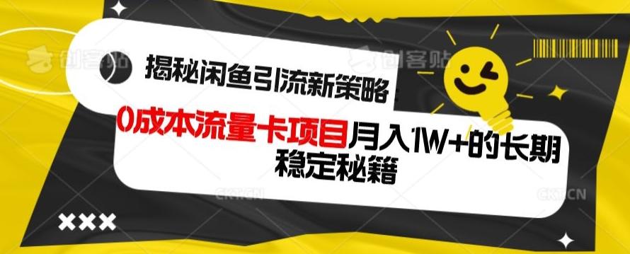 揭秘闲鱼引流新策略：0成本流量卡项目，月入1W+的长期稳定秘籍-木白网创
