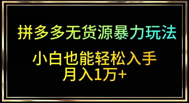 拼多多无货源暴力玩法，全程干货，小白也能轻松入手，月入1万+【揭秘】-木白网创