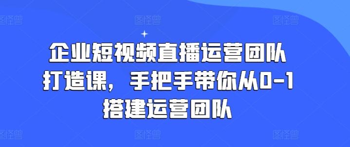 企业短视频直播运营团队打造课，手把手带你从0-1搭建运营团队-木白网创
