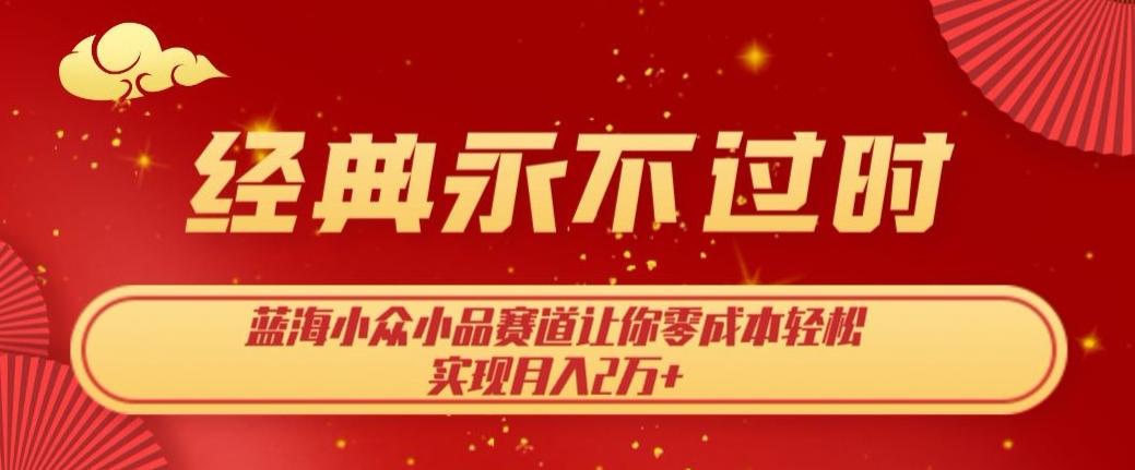经典永不过时，蓝海小众小品赛道，让你零成本轻松实现月入2万+-木白网创