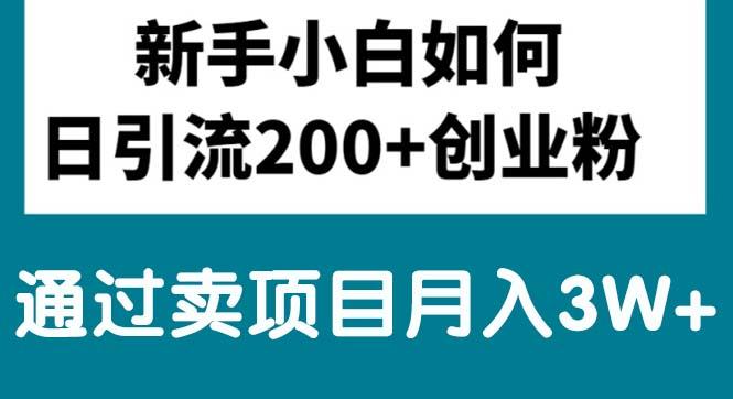 新手小白日引流200+创业粉,通过卖项目月入3W+-木白网创