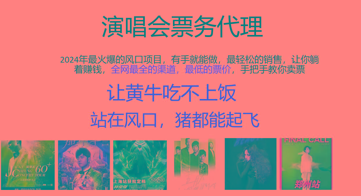 2024年最火爆风口项目，演唱会票务代理，日入2000+，一部手机就能搞定！-木白网创