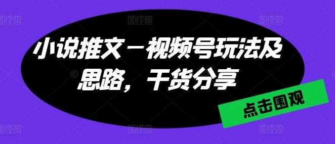 小说推文—视频号玩法及思路，干货分享-木白网创