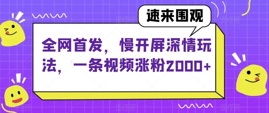 全网首发，慢开屏深情玩法，一条视频涨粉2000+【揭秘】-木白网创