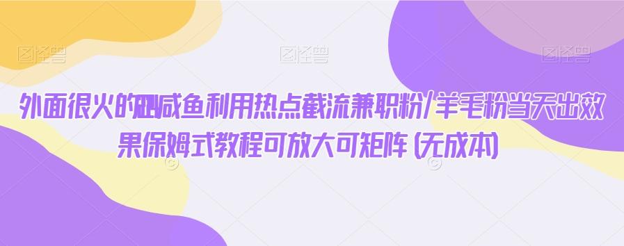 外面很火的2024咸鱼利用热点截流兼职粉/羊毛粉当天出效果保姆式教程可放大可矩阵(无成本)-木白网创