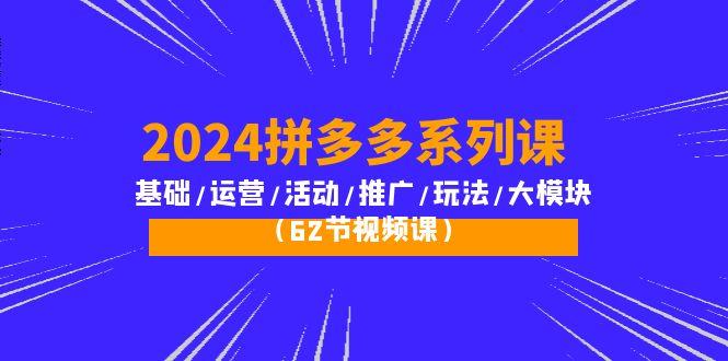 (10019期)2024拼多多系列课：基础/运营/活动/推广/玩法/大模块(62节视频课)-木白网创