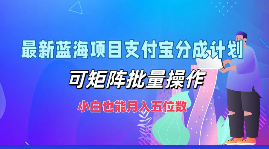 最新蓝海项目支付宝分成计划，可矩阵批量操作，小白也能月入五位数-木白网创