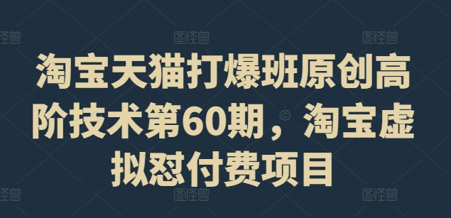 淘宝天猫打爆班原创高阶技术第60期，淘宝虚拟怼付费项目-木白网创