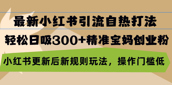 最新小红书引流自热打法，轻松日吸300+精准宝妈创业粉，小红书更新后新…-木白网创