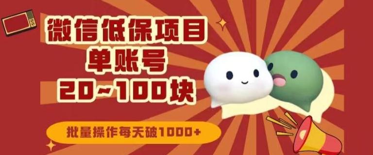 微信领低保单账号20元-100元，批量操作每天破1000+-木白网创