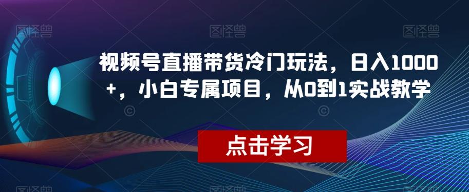视频号直播带货冷门玩法，日入1000+，小白专属项目，从0到1实战教学【揭秘】-木白网创
