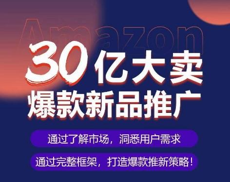 亚马逊·30亿大卖爆款新品推广，可复制、全程案例实操的爆款推新SOP-木白网创