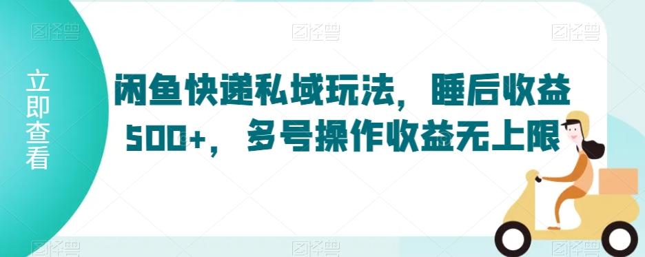 闲鱼快递私域玩法，睡后收益500+，多号操作收益无上限【揭秘】-木白网创