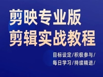 剪映专业版剪辑实战教程，目标设定/积极参与/每日学习/持续精进-木白网创