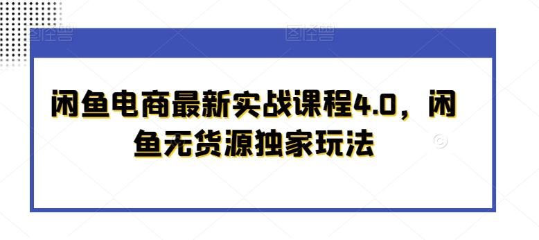 闲鱼电商最新实战课程4.0，闲鱼无货源独家玩法-木白网创