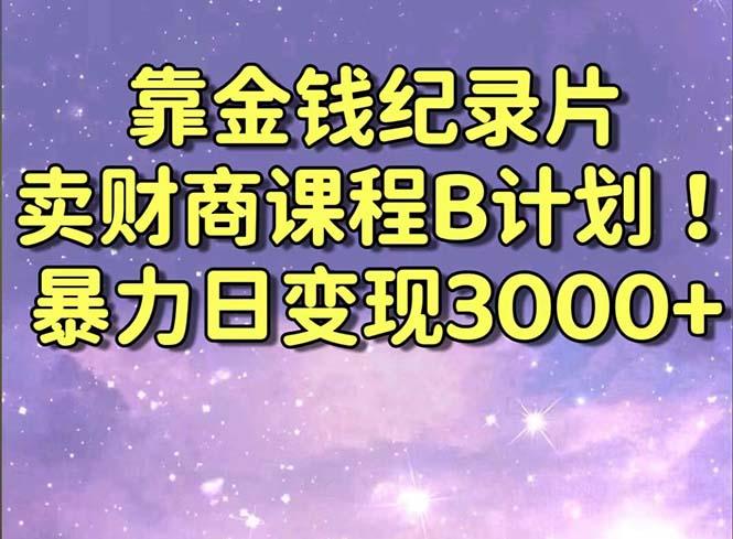 靠金钱纪录片卖财商课程B计划！暴力日变现3000+，喂饭式干货教程！-木白网创
