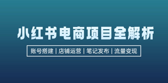 小红书电商项目全解析，包括账号搭建、店铺运营、笔记发布  实现流量变现-木白网创