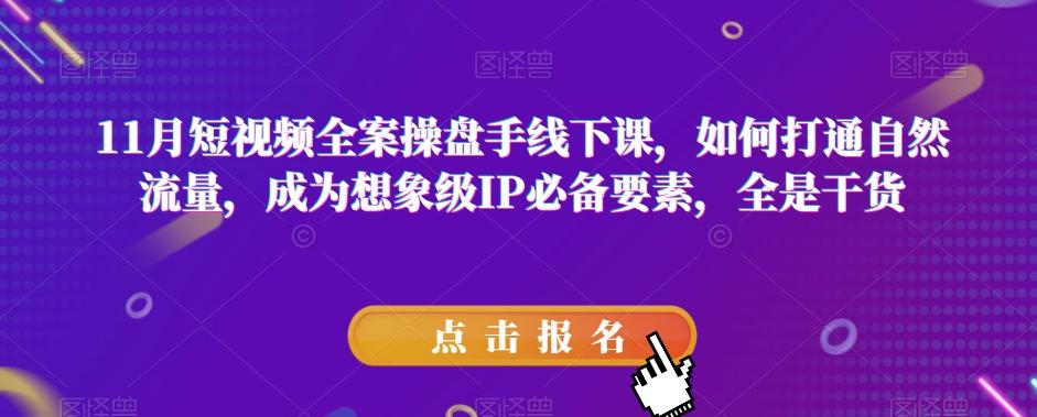 11月短视频全案操盘手线下课，如何打通自然流量，成为想象级IP必备要素，全是干货-木白网创