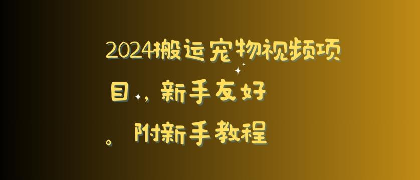 2024搬运宠物视频项目，新手友好，完美去重，附新手教程【揭秘】-木白网创