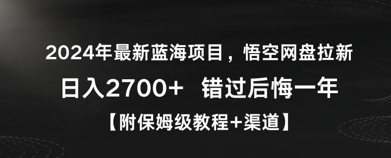 2024年最新蓝海项目，悟空网盘拉新，日入2700+错过后悔一年【附保姆级教程+渠道】【揭秘】-木白网创