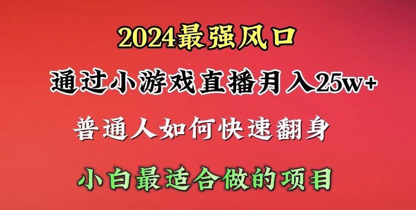 (10020期)2024年最强风口，通过小游戏直播月入25w+单日收益5000+小白最适合做的项目-木白网创