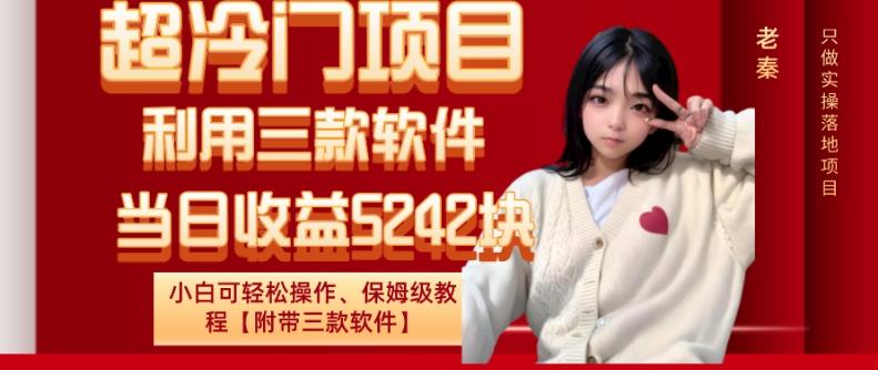 超冷门项目、利用三款软件、当日收益5242块、小白可轻松操作、保姆级教程【附带三款软件】-木白网创