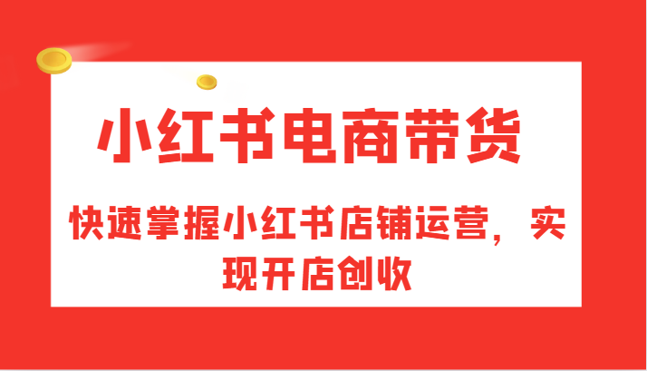 小红书电商带货，快速掌握小红书店铺运营，实现开店创收-木白网创
