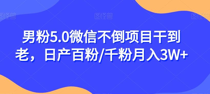 男粉5.0微信不倒项目干到老，日产百粉/千粉月入3W+【揭秘】-木白网创