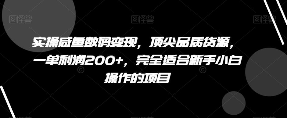 实操咸鱼数码变现，顶尖品质货源，一单利润200+，完全适合新手小白操作的项目【揭秘】-木白网创