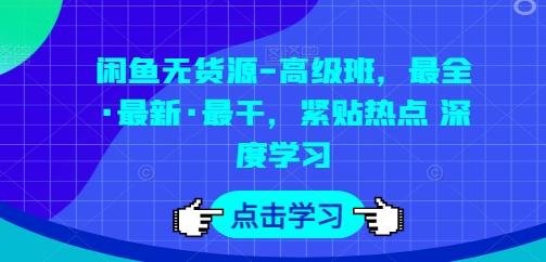 闲鱼无货源-高级班，最全·最新·最干，紧贴热点 深度学习-木白网创