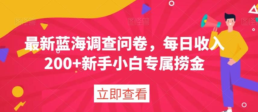 最新蓝海调查问卷，每日收入200+新手小白专属捞金-木白网创