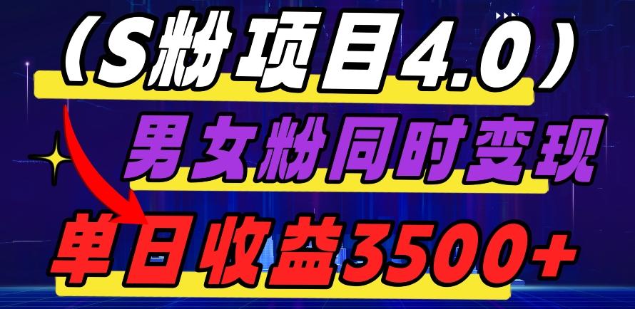 S粉项目4.0，男女粉通吃，男女粉同时变现，单日收益3500+-木白网创
