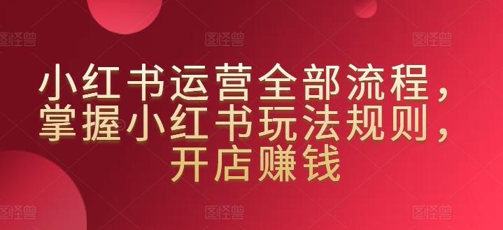 小红书运营全部流程，掌握小红书玩法规则，开店赚钱-木白网创