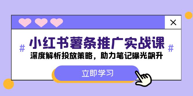 小红书-薯条推广实战课：深度解析投放策略，助力笔记曝光飙升-木白网创