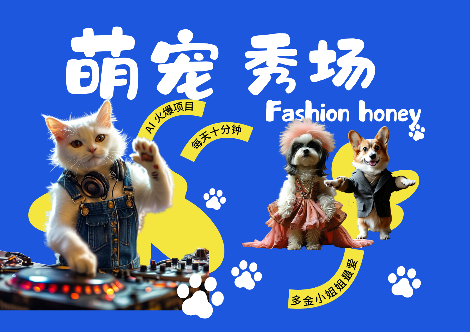 酷飒动物跳舞走秀 时尚喵FASHION汪 多金小姐姐最爱的 轻松月入破W-木白网创