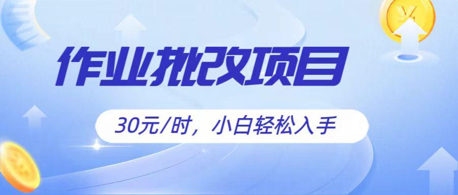作业批改项目30元/时，简单小白轻松入手，非常适合兼职-木白网创