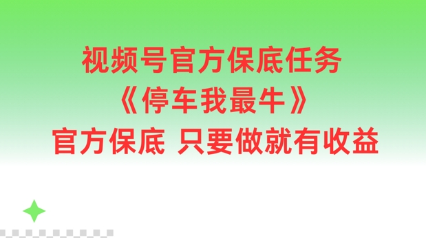 视频号官方保底任务，停车我最牛，官方保底只要做就有收益【揭秘】-木白网创