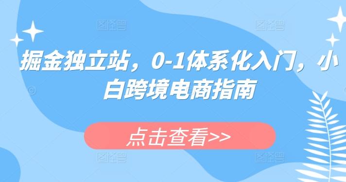 掘金独立站，0-1体系化入门，小白跨境电商指南-木白网创
